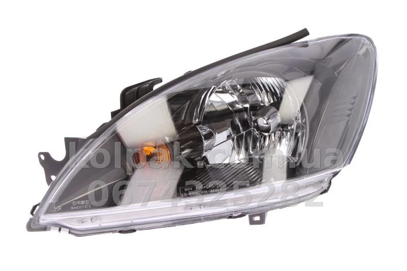 Передня ліва фара Mitsubishi Lancer 2003-2009, H4, механічне регулювання, чорна рамка, Depo, 214-1172L-LD-E2 Передня ліва фара Mitsubishi Lancer 2003-2009, H4, механічне регулювання, чорна рамка, Depo, 214-1172L-LD-E2 — фото 1