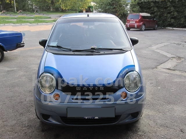 Bonnet deflector for Daewoo Matiz 1998 - / with extension for headlights Vip Tuning DW01 Bonnet deflector for Daewoo Matiz 1998 - / with extension for headlights Vip Tuning DW01 β photo 1