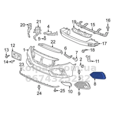 Ліва решітка бампера Honda Civic 10 HB 2016-, без отвору для протитуманної фари, AVTM, 71108TGGA00, 183035913 — фото 2