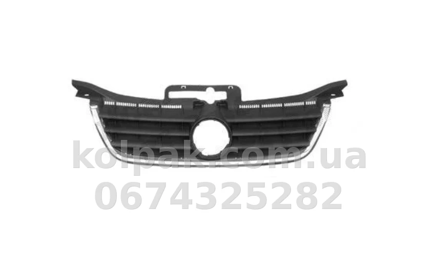 Решітка радіатора Volkswagen Touran 2003-2006, чорна матова, із хромованим молдингом, AVTM, 187403990 Решітка радіатора Volkswagen Touran 2003-2006, чорна матова, із хромованим молдингом, AVTM, 187403990 — фото 1