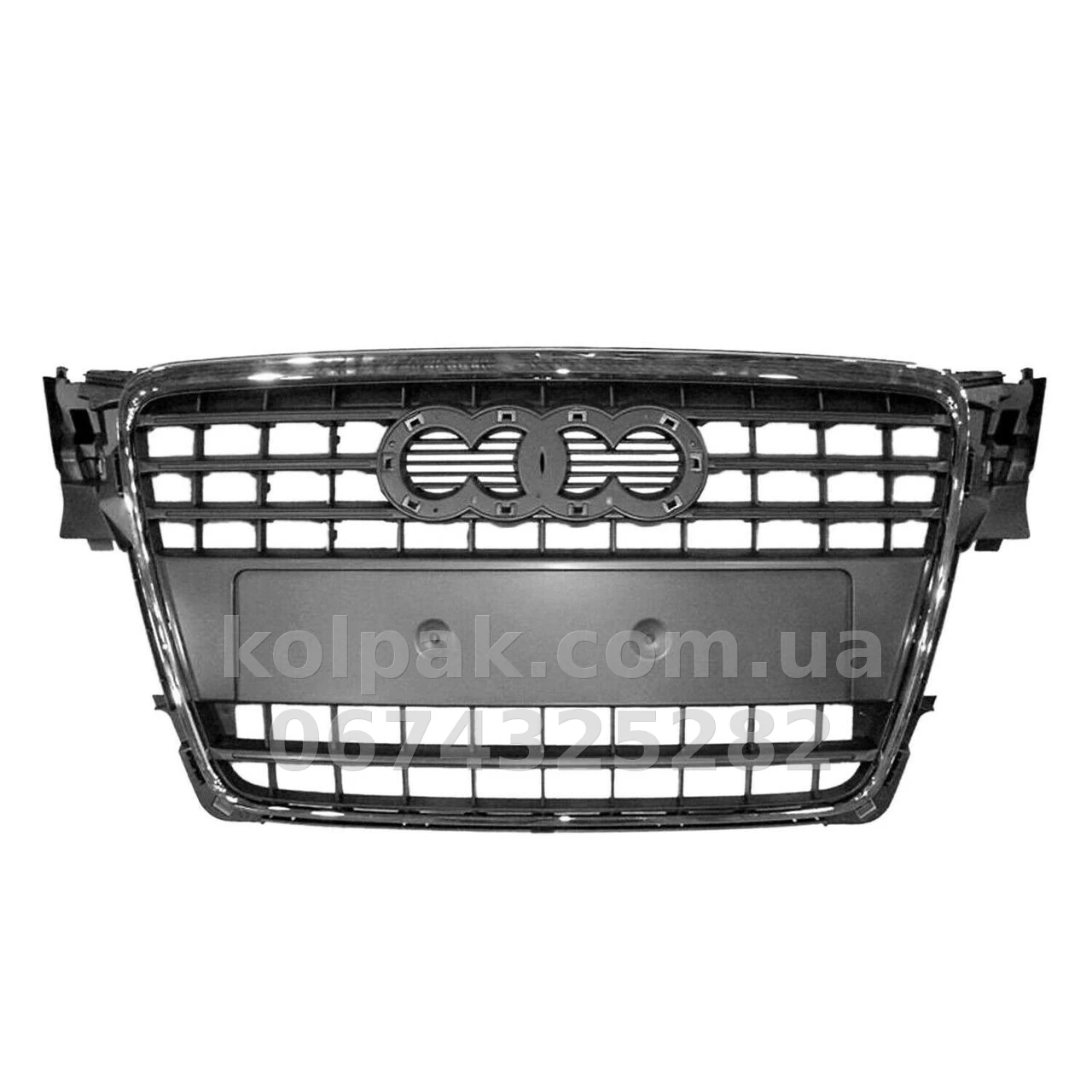 Решітка радіатора Audi A4 2008-2012, хромована/чорна, ABS, AVTM, 181208990 Решітка радіатора Audi A4 2008-2012, хромована/чорна, ABS, AVTM, 181208990 — фото 1