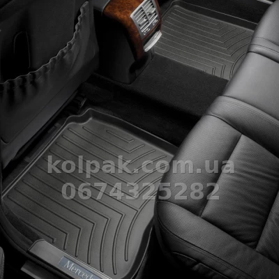 Килимки в салон Mercedes-Benz S-Class W221 2007-, Long, з бортиком, задні, чорні, Weathertech 442522 — фото 2