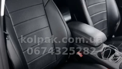 Чохли на сидіння Renault Logan 2 2014- (суцільні), екошкіра, чорні Seintex 86430