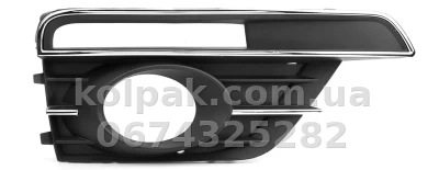 Права решітка бампера Volkswagen Beetle 2016-2019, з отвором для протитуманної фари, чорна, із хромованим молдингом, AVTM, 5C5854662JZLL, 187444916