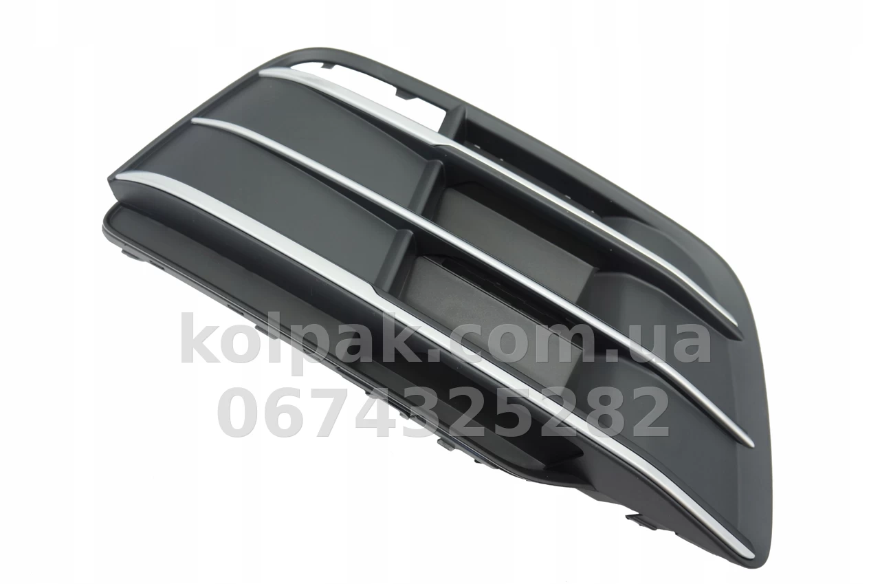 Right bumper grille Audi Q5 2017-2021, S-Line, black, with chrome moulding, AVTM, 80A807680HRU6, 181221916 Right bumper grille Audi Q5 2017-2021, S-Line, black, with chrome moulding, AVTM, 80A807680HRU6, 181221916 β photo 1