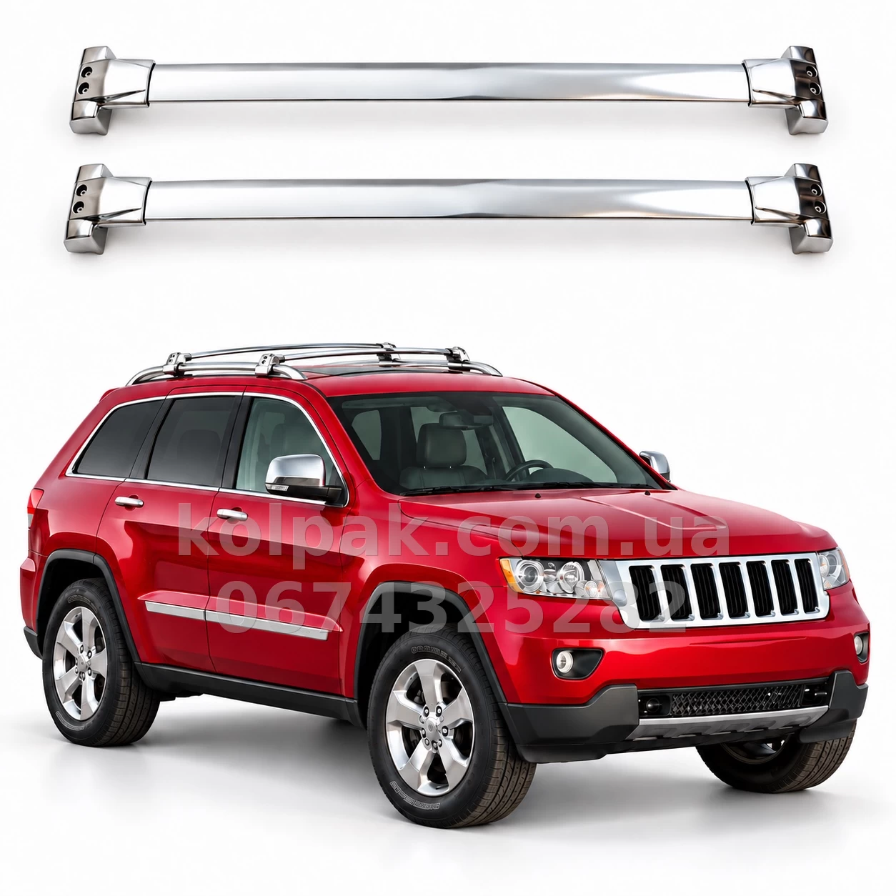 HAVOC roof crossbars for Jeep Grand Cherokee WK2 2011β2021, chrome β for flush roof rails HAVOC roof crossbars for Jeep Grand Cherokee WK2 2011β2021, chrome β for flush roof rails β photo 1