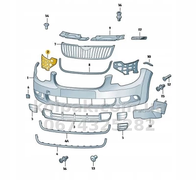 Праве кріплення переднього бампера Skoda Superb 2008-2013, під фарою, AVTM, 3T0807056, 186400932 — фото 2