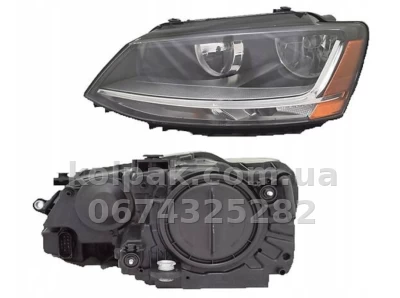 Front left headlight Volkswagen Jetta 6 2014-2018, manual adjustment, without bulbs (H7.PY21W.LED), yellow insert, Depo, 3411145LAS2 Front left headlight Volkswagen Jetta 6 2014-2018, manual adjustment, without bulbs (H7.PY21W.LED), yellow insert, Depo, 3411145LAS2 β photo 2
