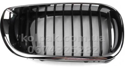 Решітка радіатора BMW 3-Series E46 2001-2005, у капоті, права чорна, ребра чорні, ABS-пластик, AVTM, 181401912 — фото 2