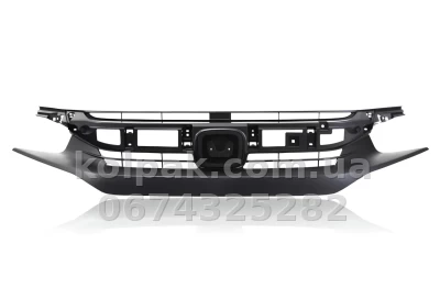 Решітка радіатора Honda Civic SD 2016-, чорна, без хромованого молдинга, AVTM, 183034990
