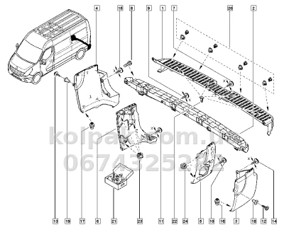 Праве кріплення заднього бампера Opel Movano/Master 2010-2019, AVTM, 852220001R, 185629962 — фото 2