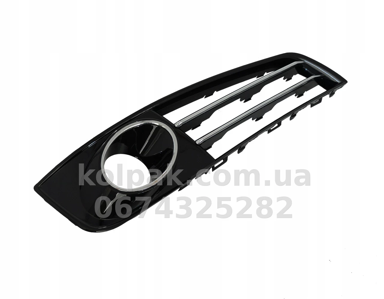 Right bumper grille Audi A8 D4 2013-2017, with fog light opening, with chrome moulding, AVTM, 4H0807680H, 181226912 Right bumper grille Audi A8 D4 2013-2017, with fog light opening, with chrome moulding, AVTM, 4H0807680H, 181226912 β photo 1