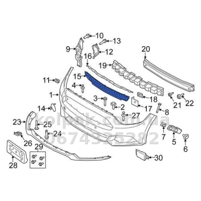 Bumper grille Ford Mustang 2014-2017, centre, AVTM, 5297675, 182828910 — photo 2