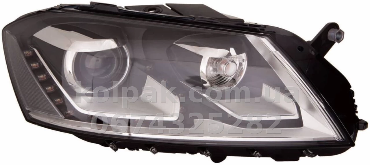 Front right headlight Volkswagen Passat B7 2011-2015, EUR, electric adjustment, with levelling motor, without bulbs (D3S/PSY24), Depo, 44111G7RMLEAD2 Front right headlight Volkswagen Passat B7 2011-2015, EUR, electric adjustment, with levelling motor, without bulbs (D3S/PSY24), Depo, 44111G7RMLEAD2 β photo 1