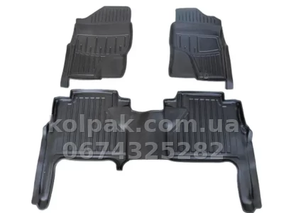 Polyurethane floor mats for Nissan Navara D40 vehicle with right-hand drive 2005-, with raised edges, 3 pcs, Stingray, 5014213 — photo 2