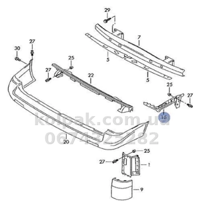 Ліве кріплення заднього бампера Volkswagen T5/Т5+ 2003-2015, AVTM, 7H0807393C, 187405961 — фото 2