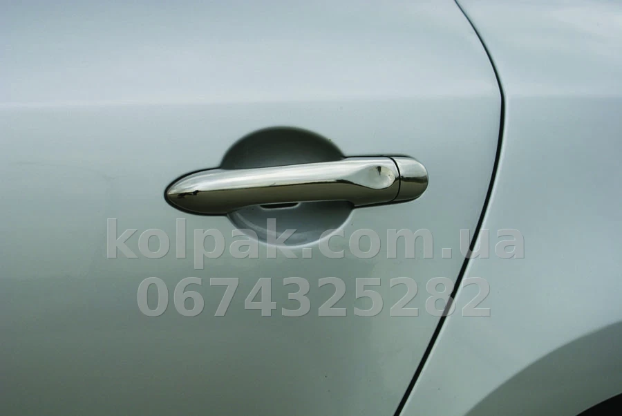 Chrome door handle covers (8 pcs, with chip) Renault Megane 3/Scenic 3/Fluence 2009-, Carmos, 6458238 Chrome door handle covers (8 pcs, with chip) Renault Megane 3/Scenic 3/Fluence 2009-, Carmos, 6458238 β photo 1