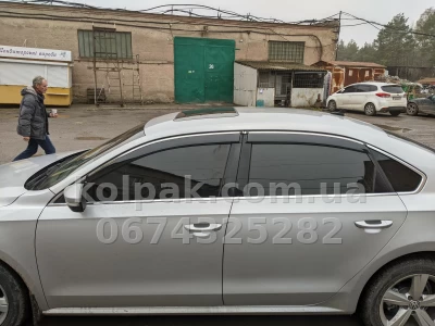 Дефлектори вікон Volkswagen Passat B7/B8 USA 2011–2018 HAVOC — з хромованою смугою Дефлектори вікон Volkswagen Passat B7/B8 USA 2011–2018 HAVOC — з хромованою смугою — фото 9