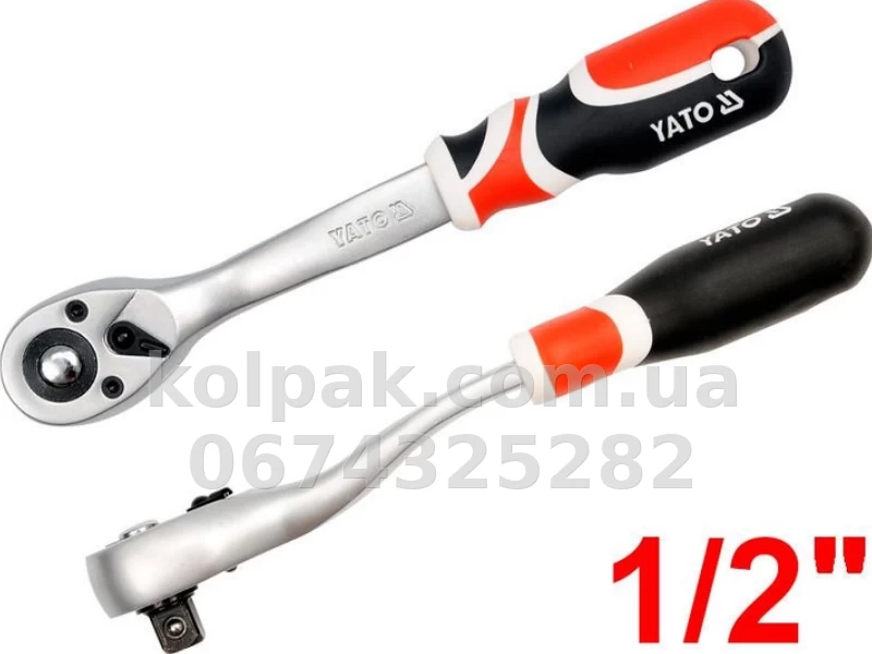 Ratchet 1/2, plastic handle, Angled, length 255 mm, 72 teeth Yato YT-0732 Ratchet 1/2, plastic handle, Angled, length 255 mm, 72 teeth Yato YT-0732 β photo 1