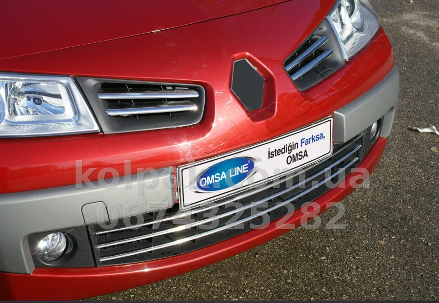 Chrome radiator grille trims (4 pcs) Renault Megane 5D/3D/SD/SW 2006-2010, OmsaLine, 6103082 Chrome radiator grille trims (4 pcs) Renault Megane 5D/3D/SD/SW 2006-2010, OmsaLine, 6103082 β photo 1