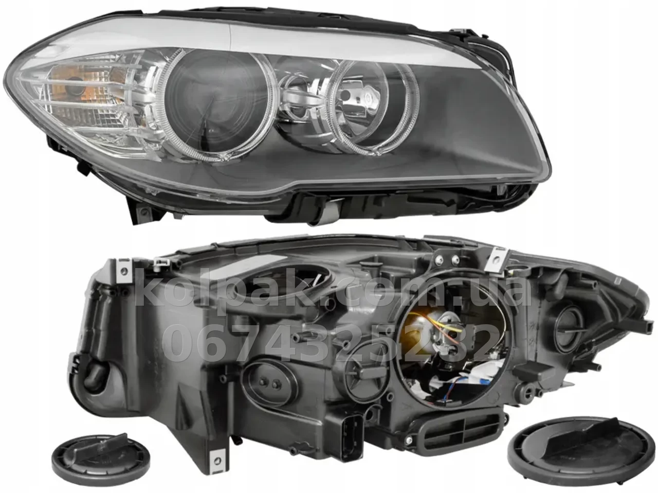 Front right headlight BMW 5-Series F10/F11 2010-2013, electric adjustment, with levelling motor, without bulbs (H7/H7/PY24W/LED) white, Depo, 4441175RMLDEM2 Front right headlight BMW 5-Series F10/F11 2010-2013, electric adjustment, with levelling motor, without bulbs (H7/H7/PY24W/LED) white, Depo, 4441175RMLDEM2 β photo 1