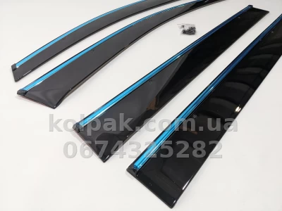 Window wind deflectors for with chrome finish adhesive-fit Volkswagen Touran 2003–2015 HAVOC — photo 5