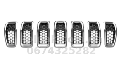 Решітка радіатора Jeep Cherokee 2013-2018, у капоті, хромоване виконання, комплект 7 шт., AVTM, 183805990