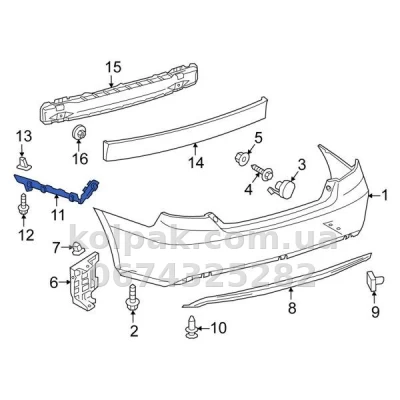 Ліве кріплення заднього бампера Toyota Camry 2014-2017, USA, верхнє, AVTM, 5257606140, 187050965 — фото 2