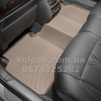 Floor mats for BMW 7-Series 2015-, Long, with raised edges, rear, beige, Weathertech 458742 — photo 2