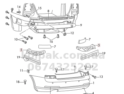 Oryginalny prawy wspornik mocowania tylnego zderzaka Skoda Octavia A5 2004-2012, 1Z5807394 — zdjęcie 2