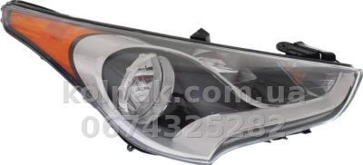 Front right headlight Hyundai Veloster 2012-2017, electric adjustment, without bulbs (H7.1156a.LED.W5W), yellow insert, Depo, 3211156RAS2 — photo 2