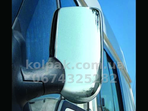 Chrome mirror covers (2 pcs, plastic) Ford Transit 2000-2014, Carmos, 6450056 Chrome mirror covers (2 pcs, plastic) Ford Transit 2000-2014, Carmos, 6450056 β photo 1