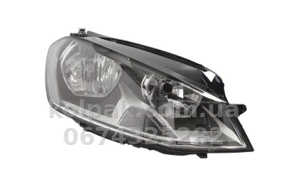 Передня права фара Volkswagen Golf 7 2012-, H7/H15, електричне регулювання, із коректором, чорна рамка, Depo, 441-11J3RMLDEM2