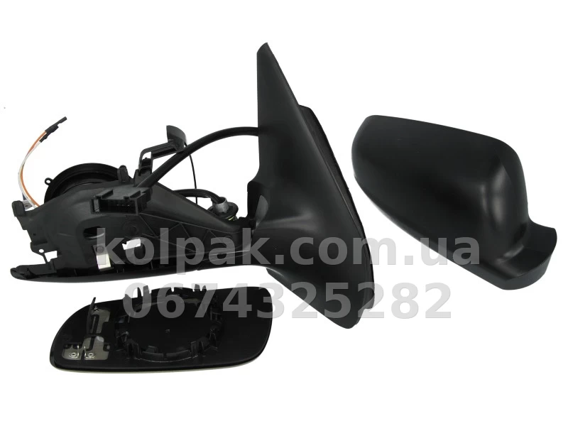Праве бічне дзеркало Volkswagen Golf 4/Bora 1997-2006, у зборі, електричне регулювання, із підігрівом, опукле, блакитне, AVTM, 1J1857508D, 186128127 Праве бічне дзеркало Volkswagen Golf 4/Bora 1997-2006, у зборі, електричне регулювання, із підігрівом, опукле, блакитне, AVTM, 1J1857508D, 186128127 — фото 1