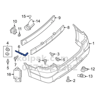 Right rear bumper mounting bracket Nissan Altima 2013-2016, AVTM, 852203TA0A, 185048962 — photo 2