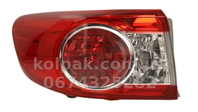 Задній лівий ліхтар Toyota Corolla 2010-2012, зовнішній, Depo, 212-19U7L-UE