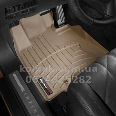 Floor mats for Infiniti QX70 2009-, with raised edges, front, beige, Weathertech 451721 Floor mats for Infiniti QX70 2009-, with raised edges, front, beige, Weathertech 451721 β photo 2