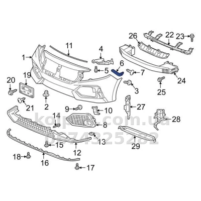 Original right front bumper mounting bracket Honda Civic SD 2016-, next to the wing, 71193TBAA00 — photo 2