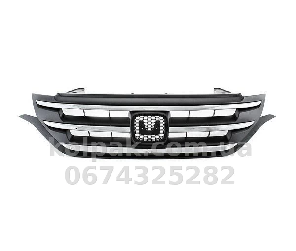 Решітка радіатора Honda CR-V 2012-2015, без нижньої частини, чорна із хромованою накладкою, AVTM, 183028990 Решітка радіатора Honda CR-V 2012-2015, без нижньої частини, чорна із хромованою накладкою, AVTM, 183028990 — фото 1