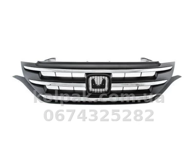 Решітка радіатора Honda CR-V 2012-2015, без нижньої частини, чорна із хромованою накладкою, AVTM, 183028990