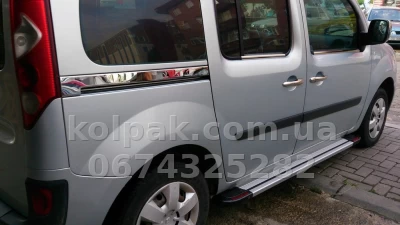 Chrome sliding door rail moulding covers (2 pcs, stainless steel) Renault Kangoo 2008-/Mercedes-Benz Citan 2012-, OmsaLine, 6122132 — photo 4
