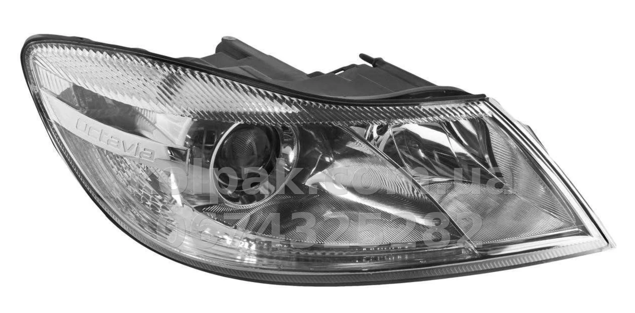 Front right headlight Skoda Octavia A5 2009-2013, (1Z3/1Z5), electric adjustment, with levelling motor, without bulbs (H7/H1/P), Depo, 6651118RMLDEM Front right headlight Skoda Octavia A5 2009-2013, (1Z3/1Z5), electric adjustment, with levelling motor, without bulbs (H7/H1/P), Depo, 6651118RMLDEM β photo 1