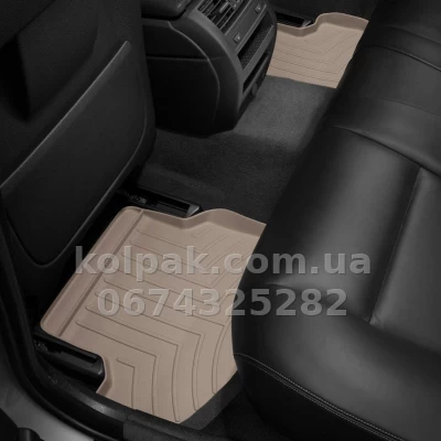 Floor mats for BMW 5-Series F10 2014-, RWD, with raised edges, rear, beige, Weathertech 453133 — photo 2