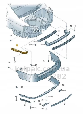 Ліве кріплення заднього бампера Volkswagen Jetta 5 2006-2010, бампер-крило, AVTM, 1K5807393, 189544965 — фото 2