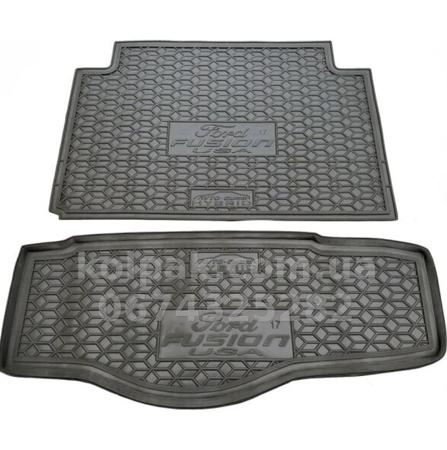 Polyurethane boot mat for Ford Fusion 2017-, hybrid, USA with 2-piece, Avto-Gumm 112029 Polyurethane boot mat for Ford Fusion 2017-, hybrid, USA with 2-piece, Avto-Gumm 112029 β photo 1