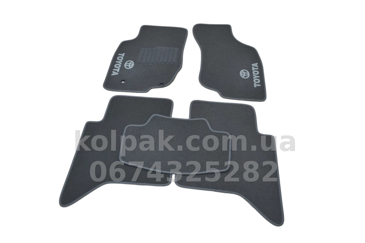 Carpet floor mats for Toyota Hilux 2005-2015, grey, 5 pcs, AVTM GRCR1628 Carpet floor mats for Toyota Hilux 2005-2015, grey, 5 pcs, AVTM GRCR1628 β photo 1