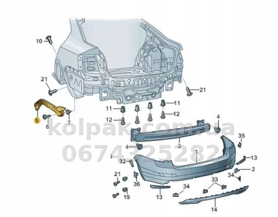 Ліве кріплення заднього бампера Skoda Octavia A7 2013-2017, бічне, AVTM, 5E5807393, 186415961 Ліве кріплення заднього бампера Skoda Octavia A7 2013-2017, бічне, AVTM, 5E5807393, 186415961 — фото 2