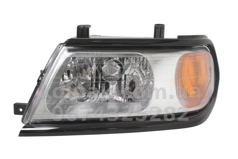 Передня ліва фара Mitsubishi Pajero Sport 2004-2008, H4, з покажчиком повороту, електричне/механічне регулювання, чорна рамка, Depo, 114-1121L-LDEM2 Передня ліва фара Mitsubishi Pajero Sport 2004-2008, H4, з покажчиком повороту, електричне/механічне регулювання, чорна рамка, Depo, 114-1121L-LDEM2 — фото 1