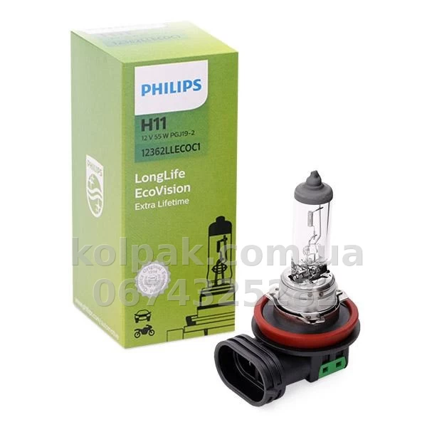 Żarówka samochodowa H11 LongLife EcoVision 12V 55W PGJ19-2 (1 szt.) Żarówka samochodowa H11 LongLife EcoVision 12V 55W PGJ19-2 (1 szt.) — zdjęcie 1
