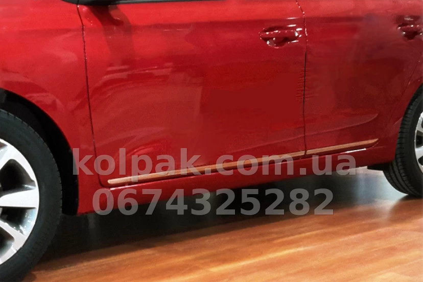 Chrome door moulding covers (4 pcs, stainless steel) Hyundai i20 2014-2020, OmsaLine, 3241131 Chrome door moulding covers (4 pcs, stainless steel) Hyundai i20 2014-2020, OmsaLine, 3241131 β photo 1